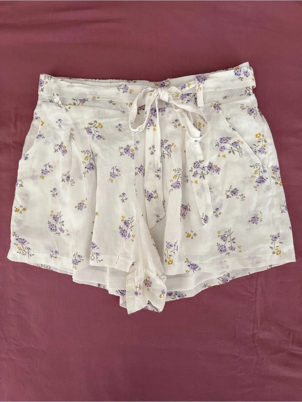 LA Hearts PacSun Ditsy Floral Cotton Tie Waist Lined Shorts Pockets Size S